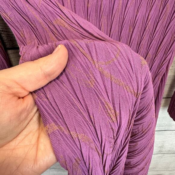 Zara Women's Purple & Gold Textured Jacquard Midi Dress Size Medium - Picture 5 of 9